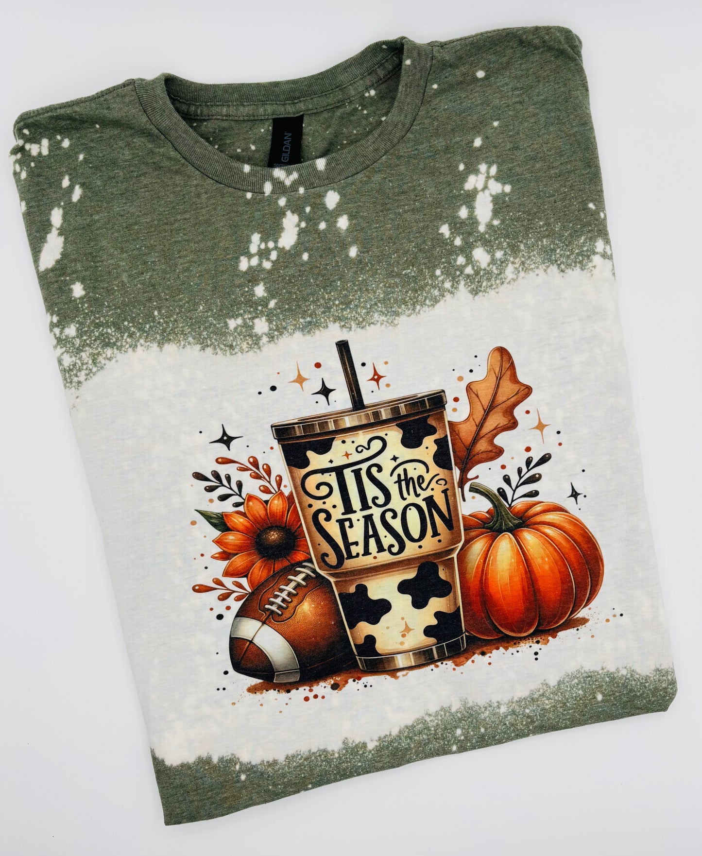 Tis the Season, Fall Bleached Sublimation Tshirt