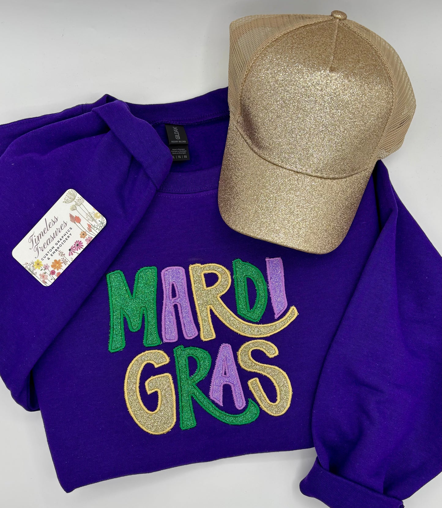 Mardi Gras Applique Embroidered Sweatshirt Dec28_20:17