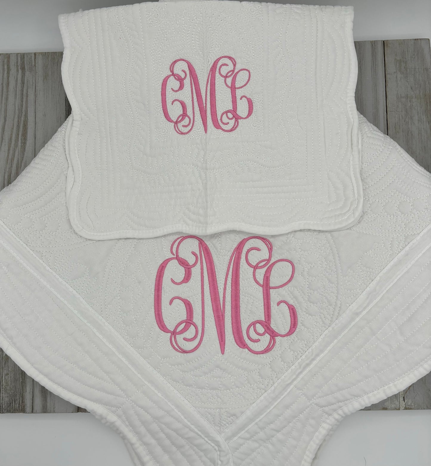 Heirloom Baby Quilt Basic monogram
