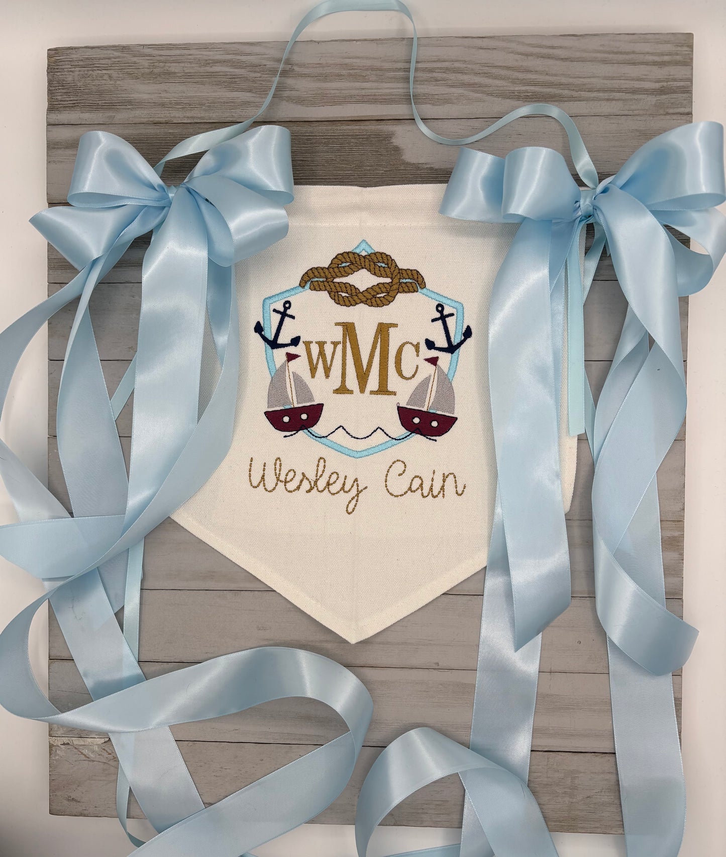 Anchors Away Birth Announcement Banner for Baby Boy