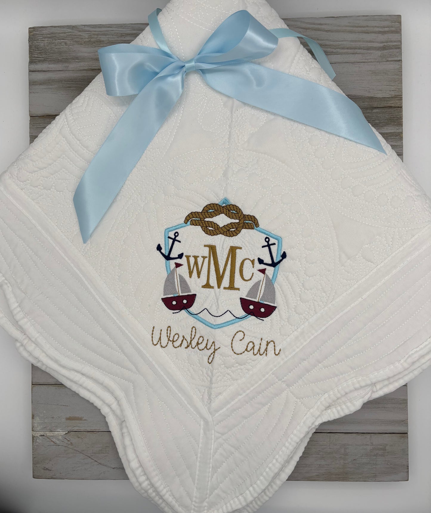 Anchors Away: Embroidered Heirloom Quilt