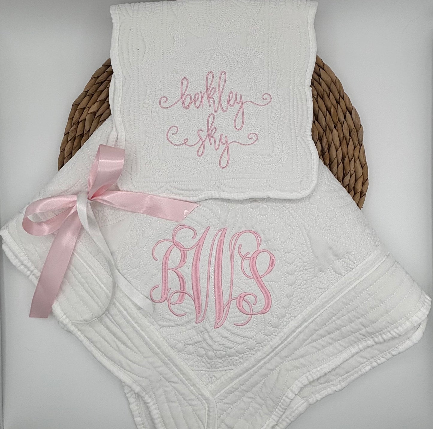 Heirloom Baby Quilt Basic monogram