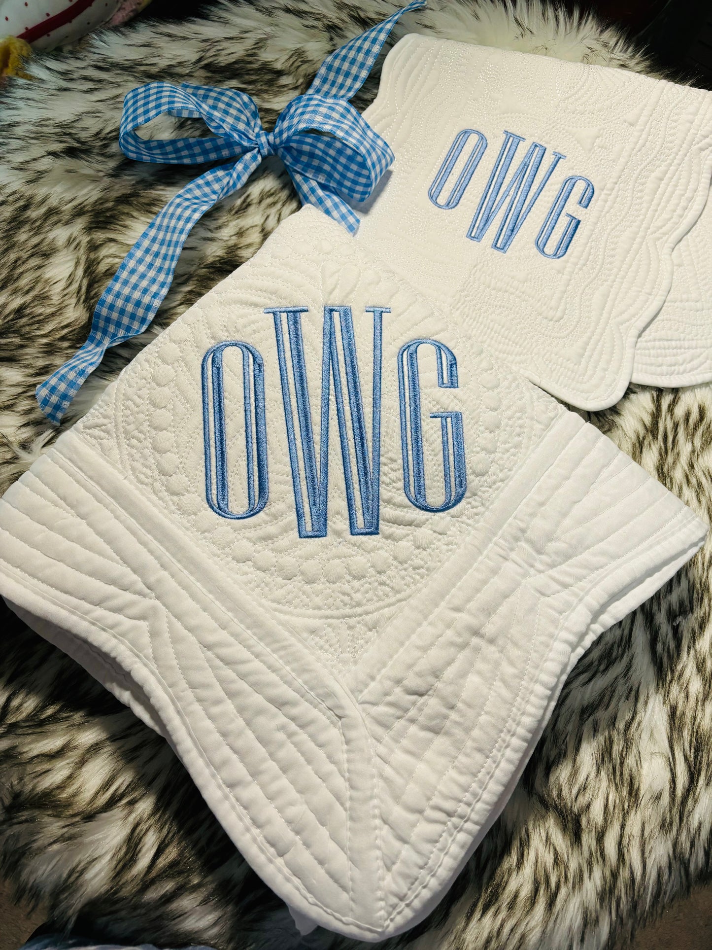 Heirloom Baby Quilt Basic monogram