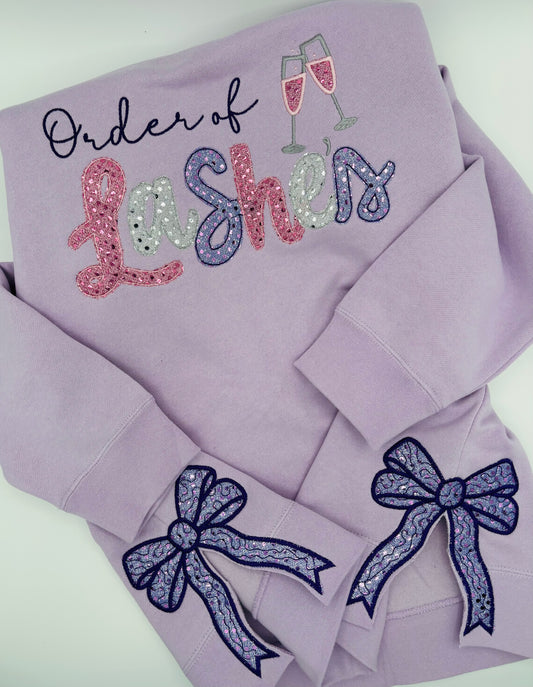 Order of Lashes Sequin Applique Embroidered Sweatshirt
