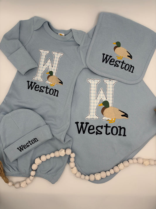 Mallard Duck Applique Baby Layette