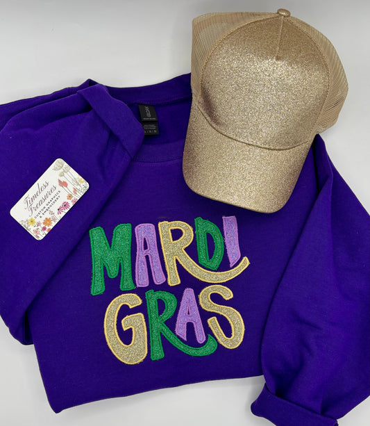Mardi Gras Applique Embroidered Sweatshirt   Dec28_20:17