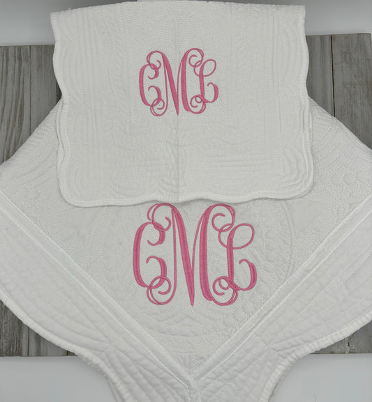 Heirloom Baby Quilt Basic monogram