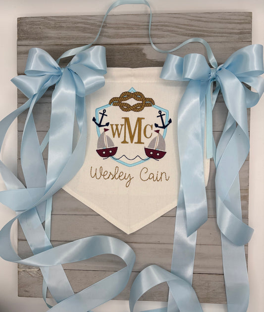 Anchors Away Birth Announcement Banner for Baby Boy