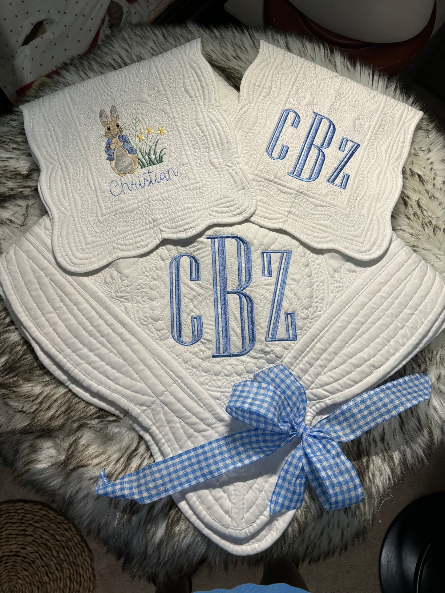 Heirloom Baby Quilt Basic monogram